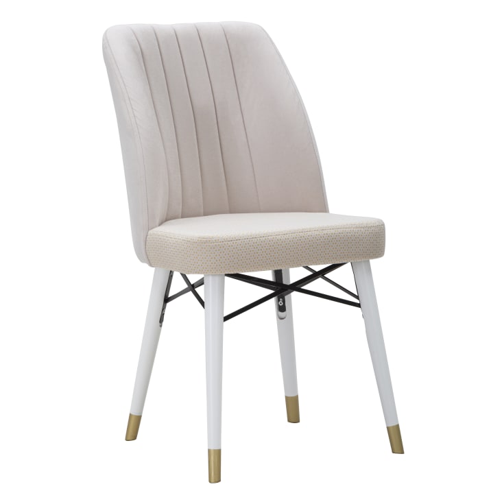 Set di 2 sedie in tessuto beige con gambe bianche cm 50x49x92,5