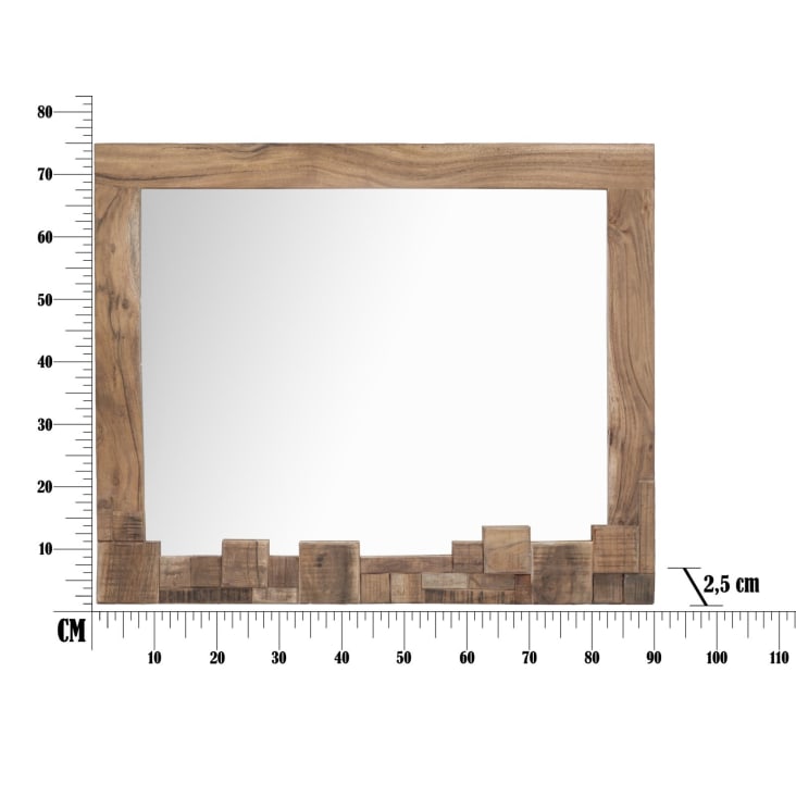 Specchio rettangolare da parete in legno marrone cm 90x2,5x75 MUMBAI