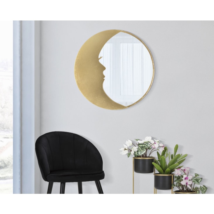 Specchio da parete con mezzaluna in metallo dorato Ø cm 72,5x2,3 MOON