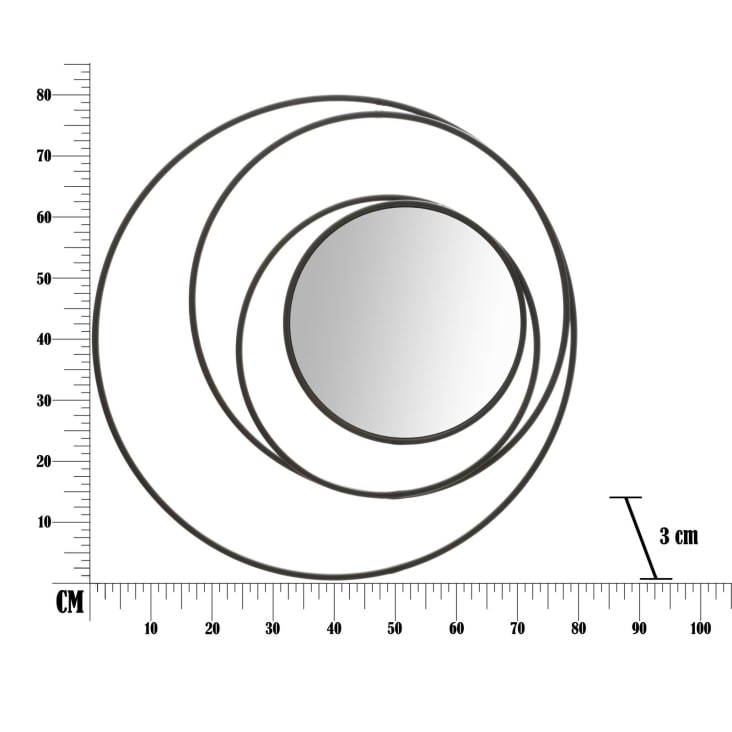 Specchio da parete rotondo lineare in metallo nero Ø cm 80x3 DARK