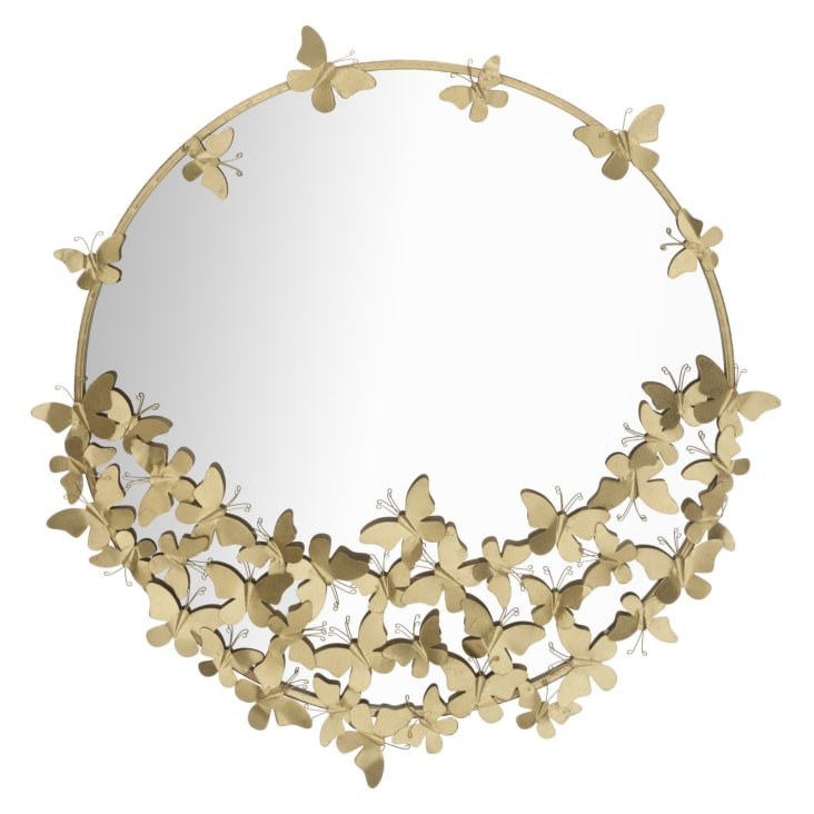 Specchio da parete DKD Home Decor Specchio Dorato Metallo Farfalle Malva  (75 x 6,5 x 73 cm)