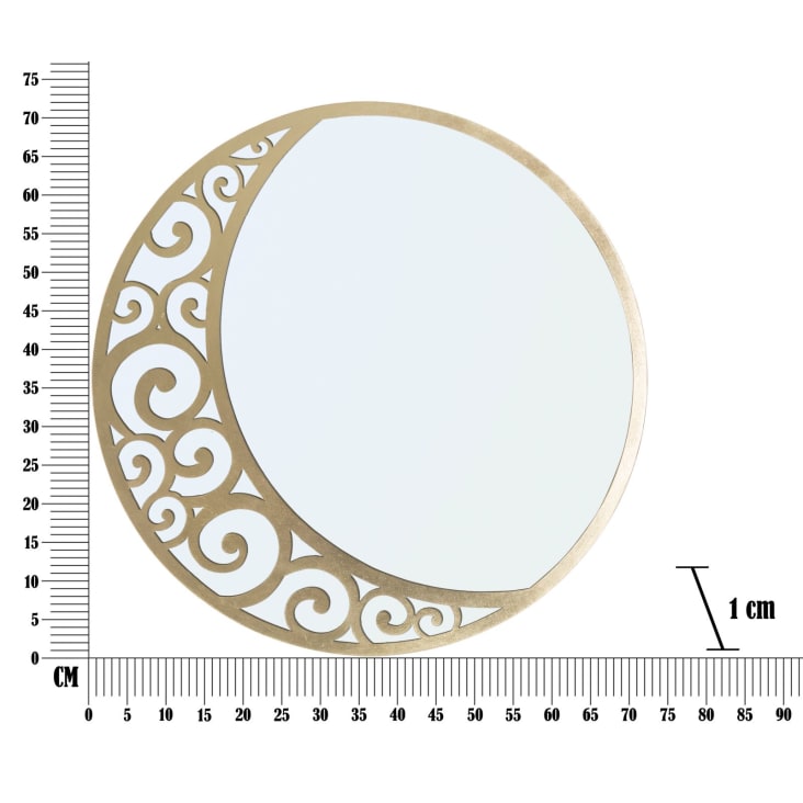 Specchio da parete con luna intagliata in metallo dorato Ø cm 72x1 LUNA