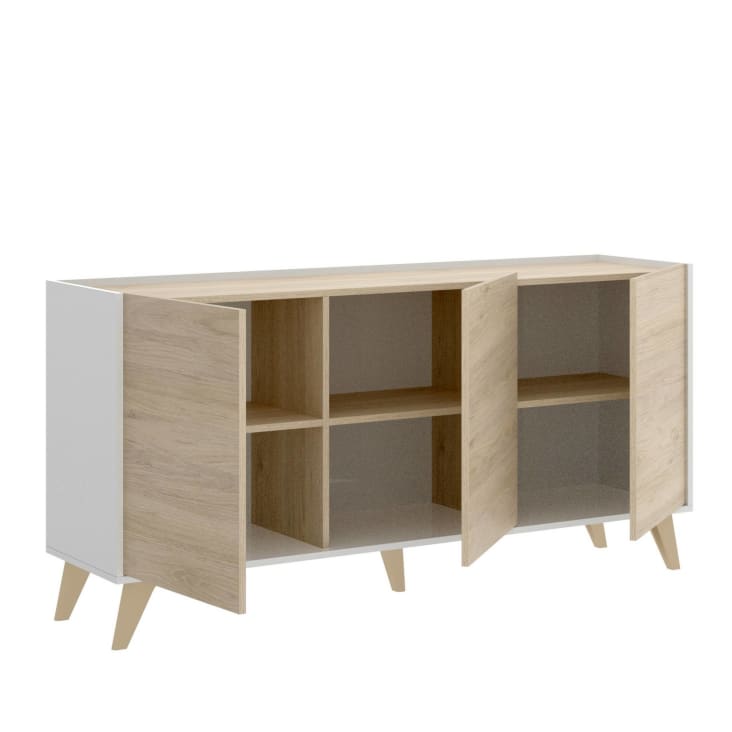 Credenza effetto legno rovere e bianco AVEZ