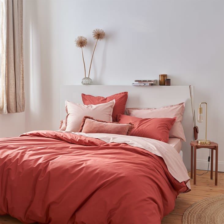 Drap housse pour lit articulé en percale de coton rouge 160 x 200 cm ALCOVE