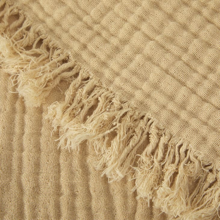 Couvre lit en coton beige 260 x 240 cm-Cyclades cropped-2