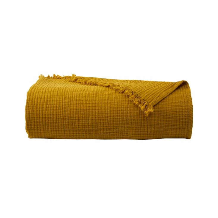 Couvre lit en coton jaune 260 x 240 cm-Cyclades