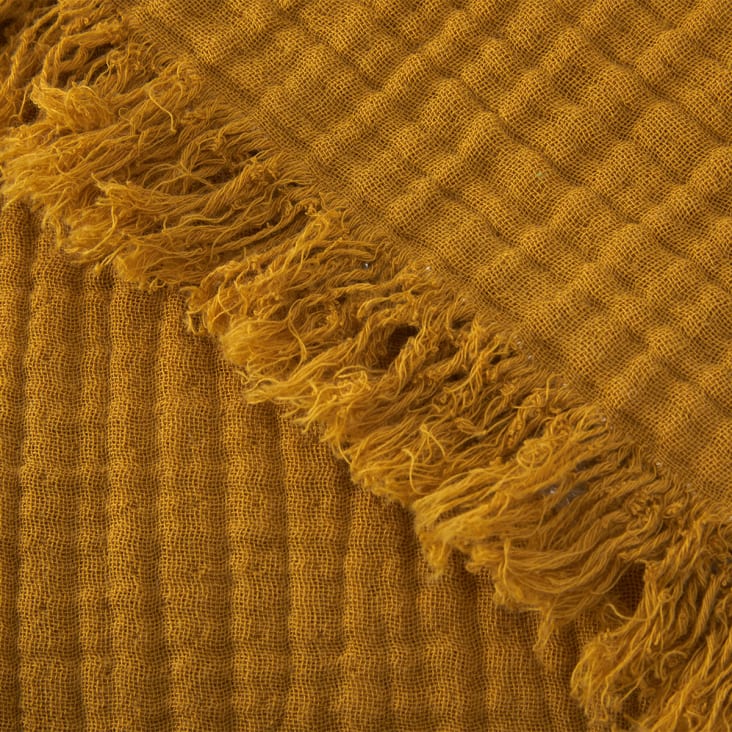 Couvre lit en coton jaune 260 x 240 cm-Cyclades cropped-2