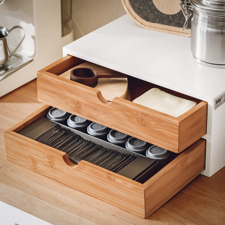 Porta Cialde Caffè In Bambù - 6 Scomparti, 33x31x8 Cm, Eco-Friendly, Per Macchine Caffè - Foto 7