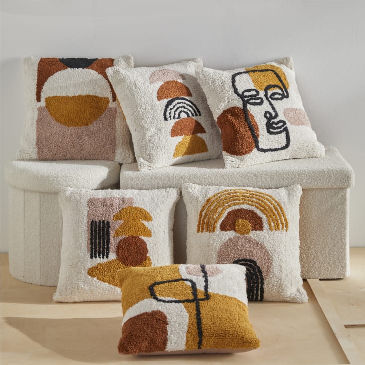 Coussin Patchwork 40x40cm HOME DECO FACTORY | Déhoussable Multicolore - Déco Salon