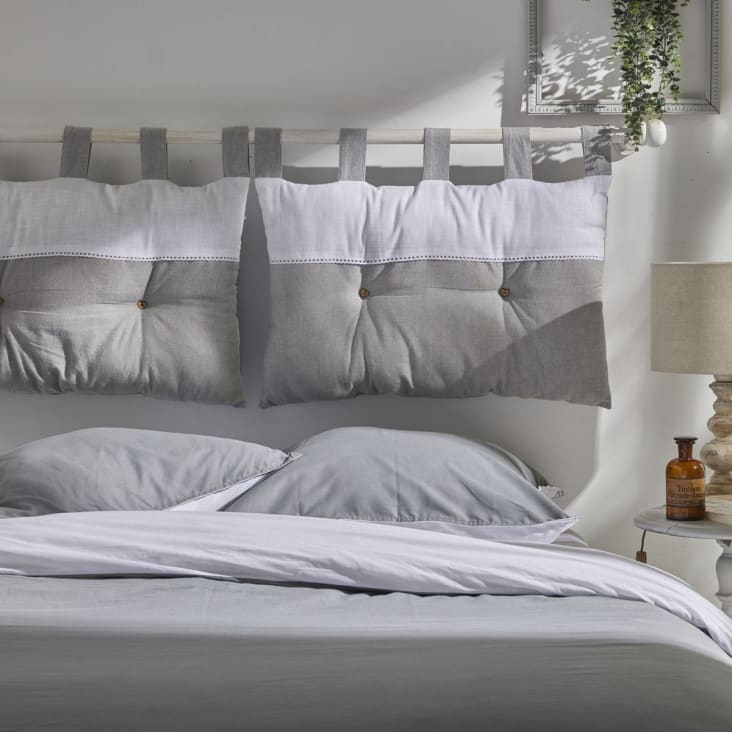 Tête de lit coussin Panama à suspendre - 70 x 45 cm - Gris foncé