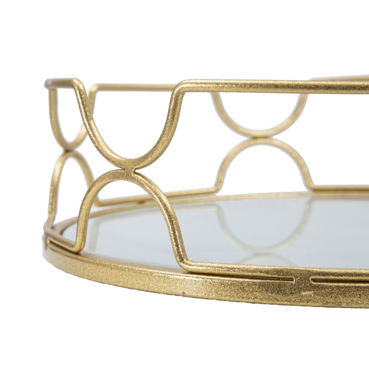 Portaoggetti in metallo dorato con piano in vetro Ø cm 28x8,5 GLAMY CIRCLE