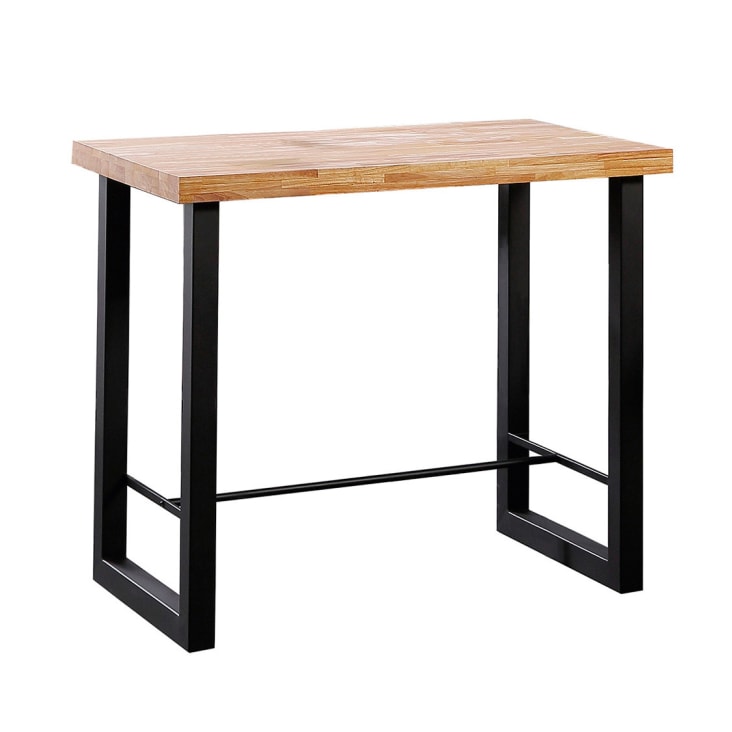 Mesa de comedor de madera maciza acabado roble oscuro con patas de hierro  negras de varias medidas