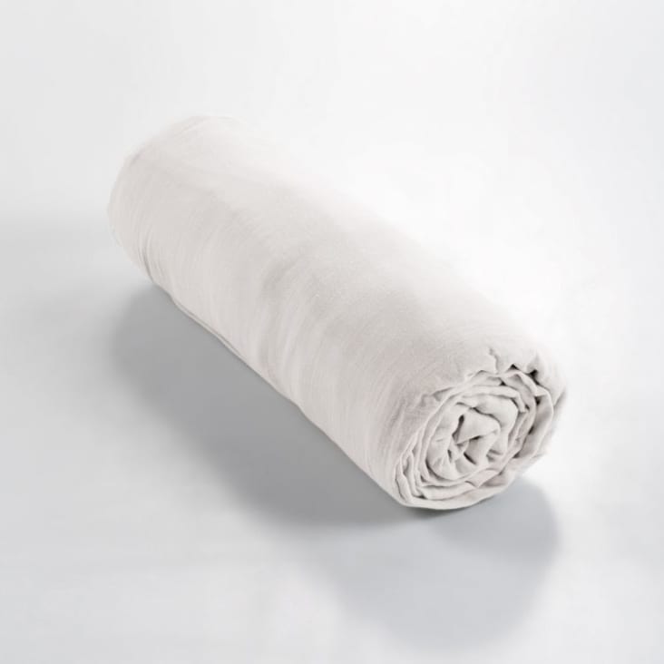 Drap housse en coton blanc chantilly 140x190 cm-GAIA cropped-3