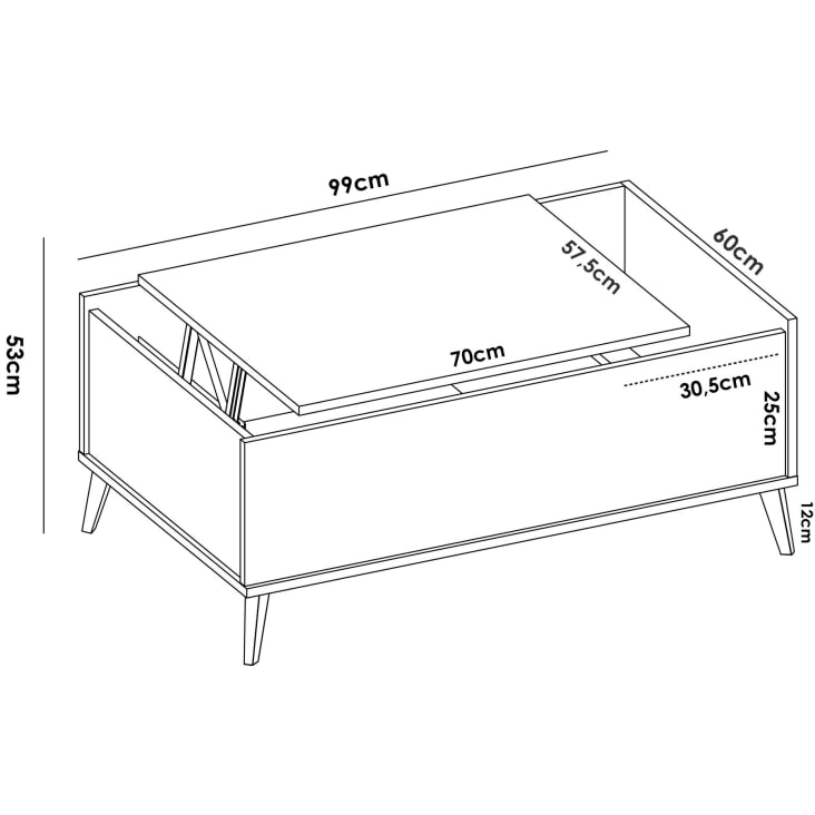 Tavolino da salotto effetto legno antracite e rovere DBURS