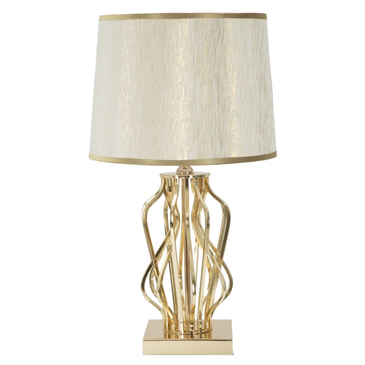 Lampada da tavolo in metallo dorata con paralume beige Ø cm 30x52 GLAM X