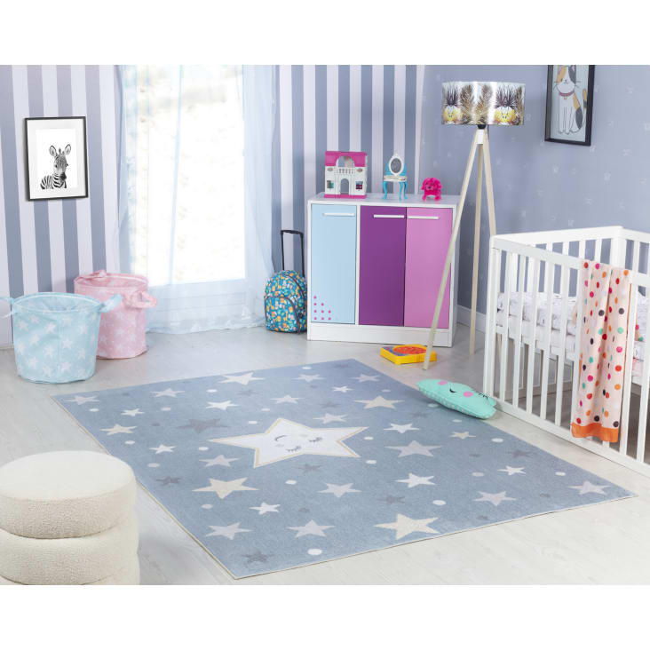 Teppich für Kinder Waschbar Sterne Blau/Beige 120x170 SUPERMAMA | Maisons  du Monde