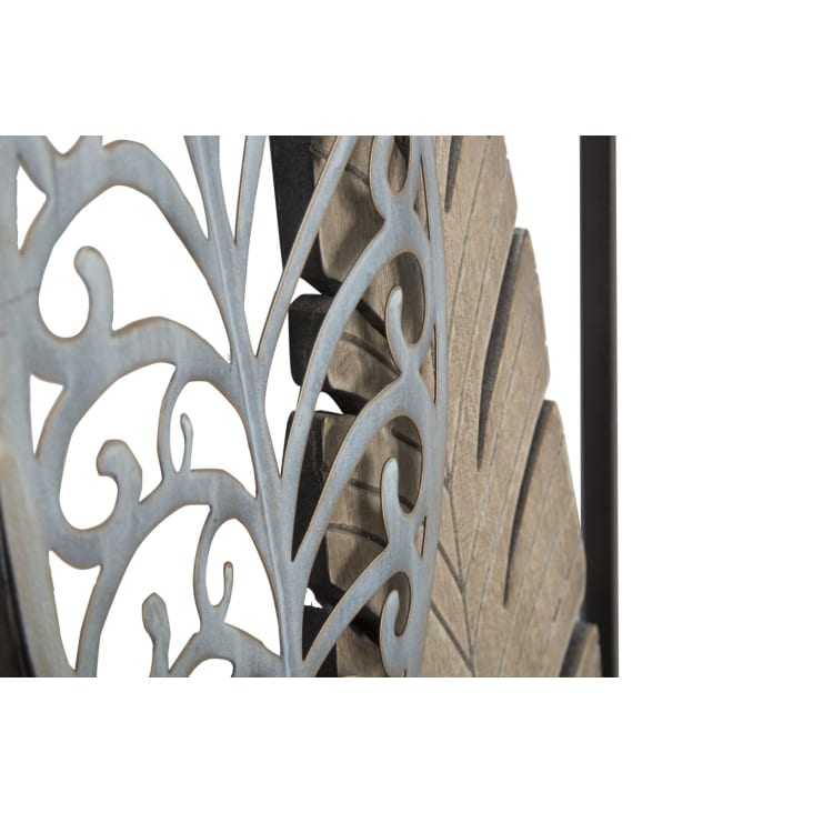Pannello decorativo 3D in metallo e legno marrone cm 30,5x2,5x99,5 FOGLIE