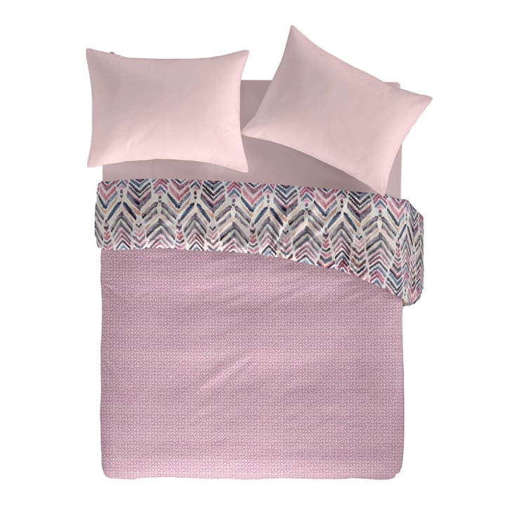 Housse De Couette 240x220 Cm + 2 Taies 65x65 Cm - Microfibre Brossée Douce - Rosa - Hypoallergénique