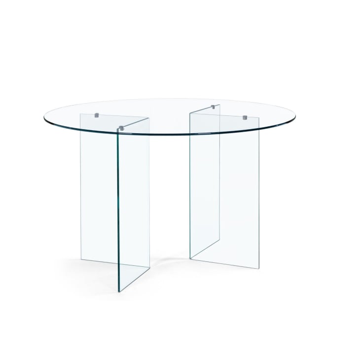 Table design ronde en verre transparent 6 places D130 | Maisons du Monde