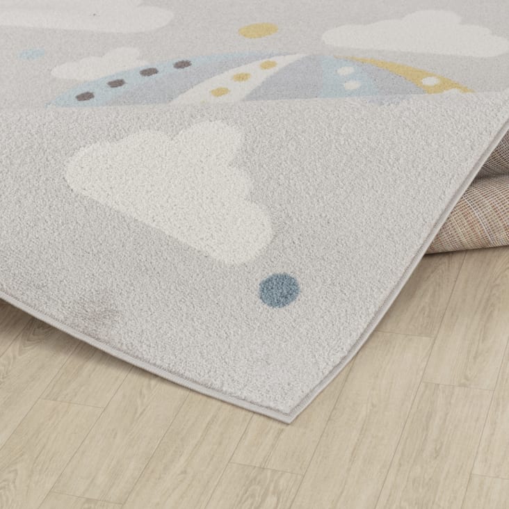 Alfombra redonda de estilo bohemio infantil con diseño de nubes de aviones  para niños, alfombra de meditación lavable con borlas, alfombra de pasillo