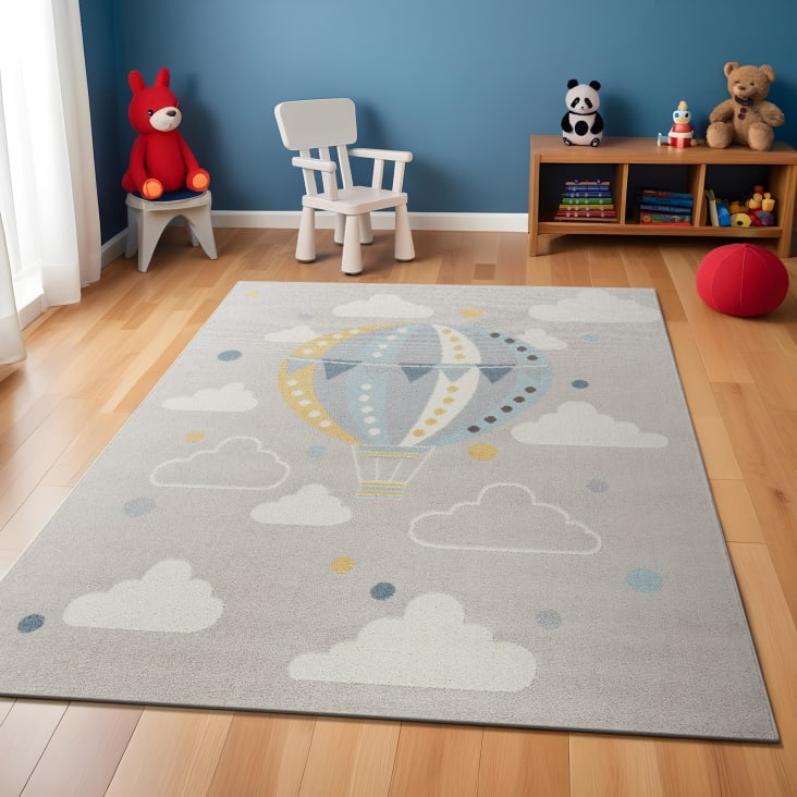 Tappeto Morbido Per Bambini Con Motivo Cactus - Grigio Blu Taupe 120x170 Cm