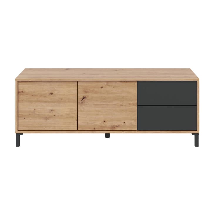 CDF Cassettiera Modo 60x36x88 Cm - Effetto Legno Rovere Artisan E Antracite, Con Ante Push-to-Open