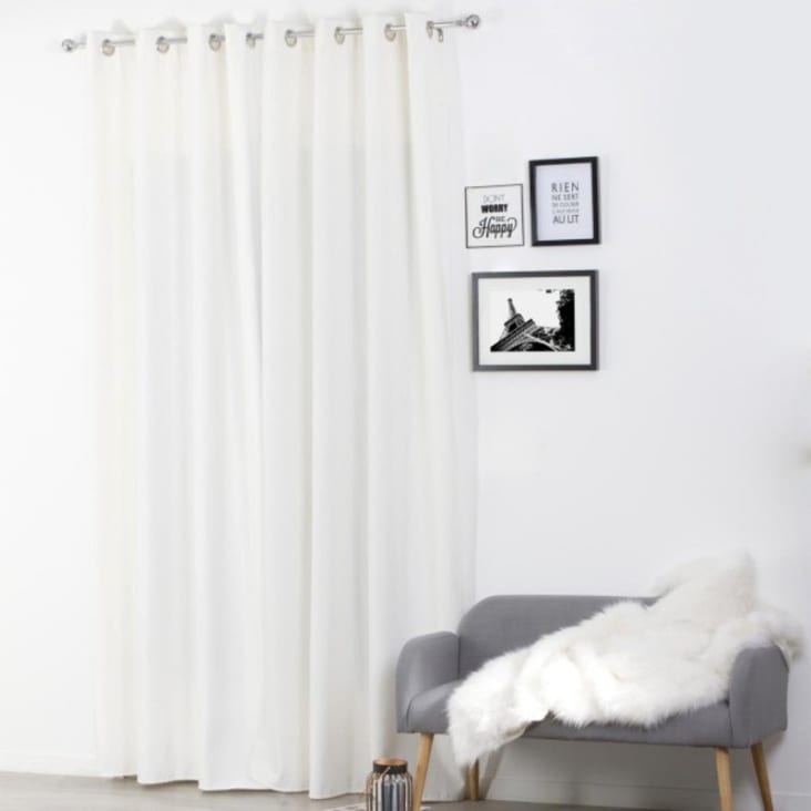 Paire de panneaux de rideau en polyester blanc occultant Marina Decoration  de 95 po à doublure standard