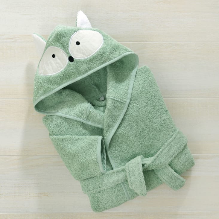 Peignoir de bain 2 ans vert amande en coton
