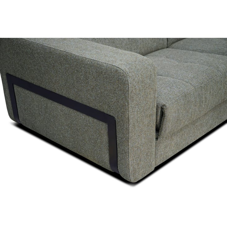 Canapé d'angle droit 5 places avec un relax électrique tissu vert-Bergo cropped-4