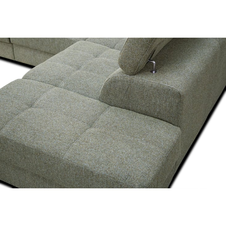 Canapé d'angle droit 5 places avec un relax électrique tissu vert-Bergo cropped-6