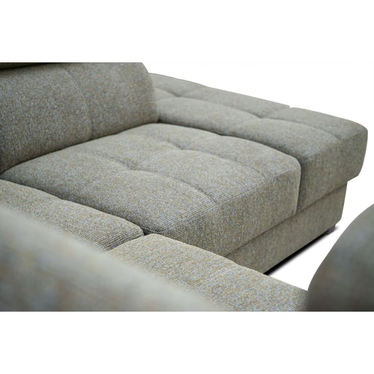 Canapé d'angle droit 5 places avec un relax électrique tissu vert-Bergo cropped-7