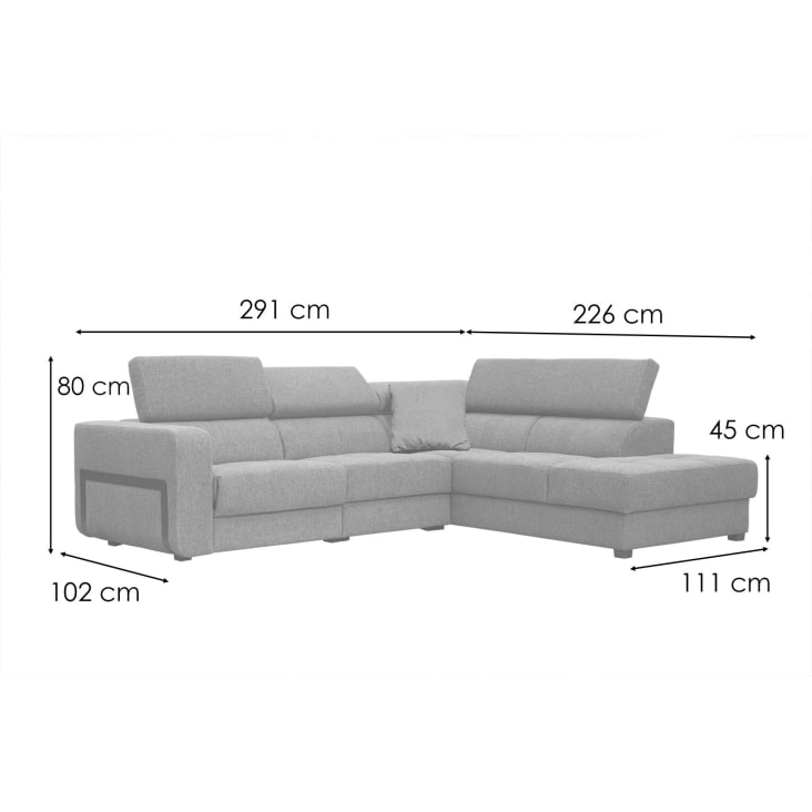 Canapé d'angle droit 5 places avec un relax électrique tissu vert-Bergo cropped-9
