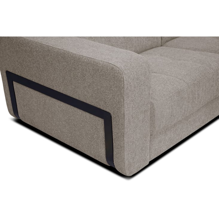 Canapé d'angle droit 5 places en tissu taupe avec coussins déco-Bergo cropped-3