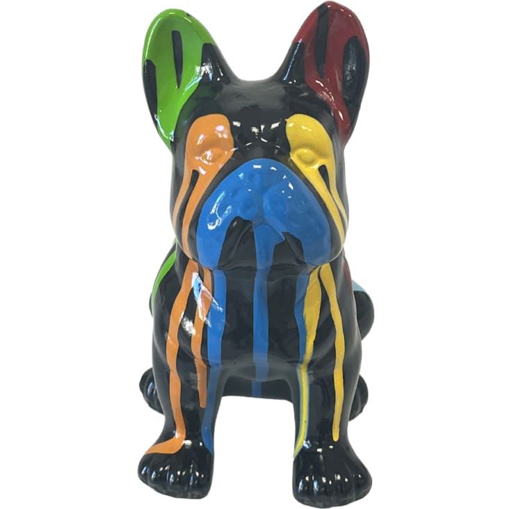 Statue en céramique bouledogue français assis noir 22 cm Maisons du Monde