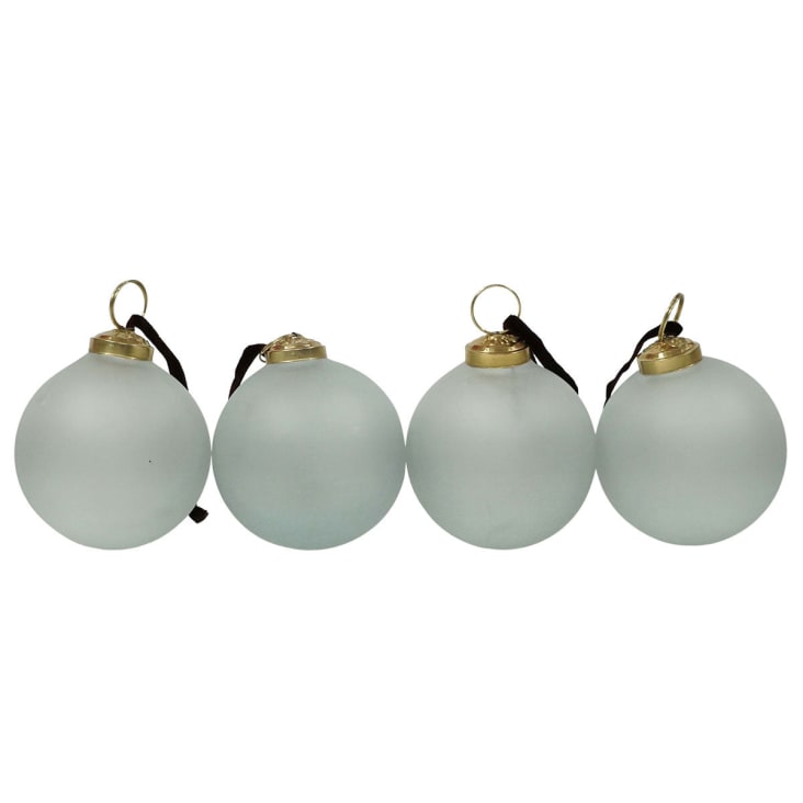 Boite De 4 Boules De Noël En Verre Azur 28x28x13 Cm | Maisons Du Monde