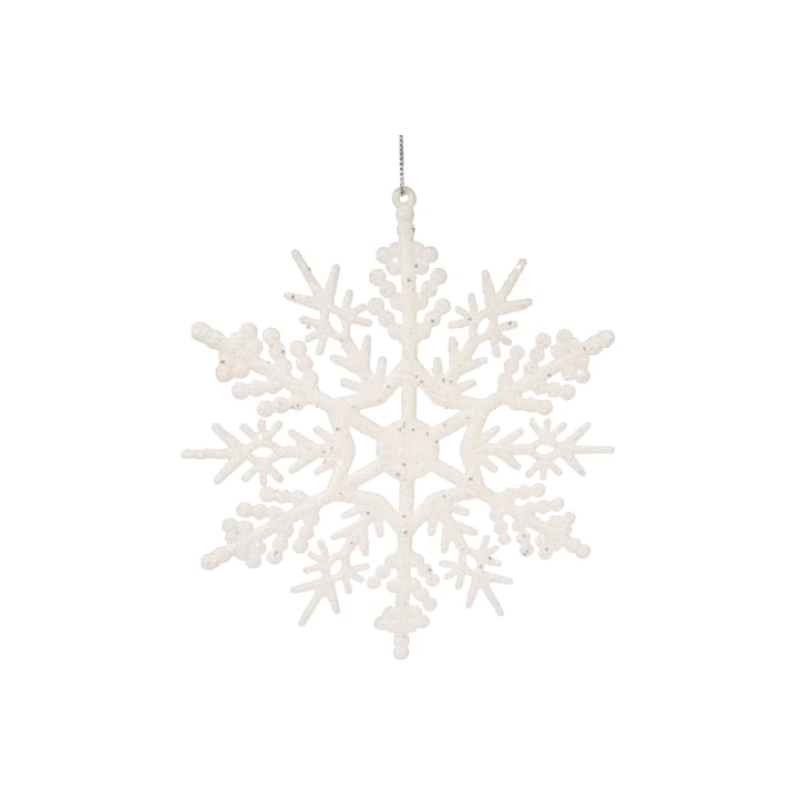 12 Schneeflocken zum Aufhängen aus Plastik, | Monde du D18 cm weiß, Maisons