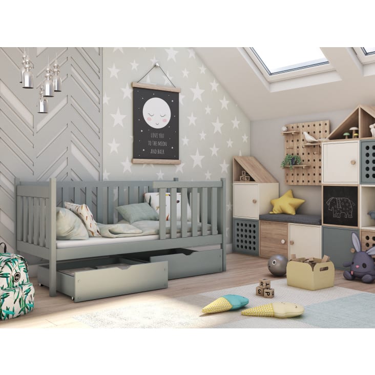 Maison Exclusive Estructura cama infantil y cajones madera pino negro 90x190  cm