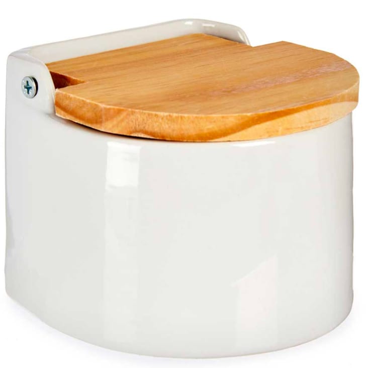 Villa D'Este Home Tivoli 1996 Pot à Sel 1100ml Céramique Couvercle Bambou Victionary