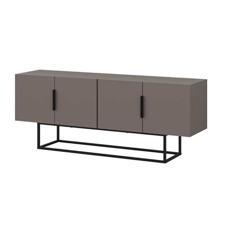 Muebles La Factoria Ness Mobile TV Basso, 155 Cm, Grafite E Naturale, Stile Nordico, Con Gambe In Rovere E Chiusura Ammortizzata - 3