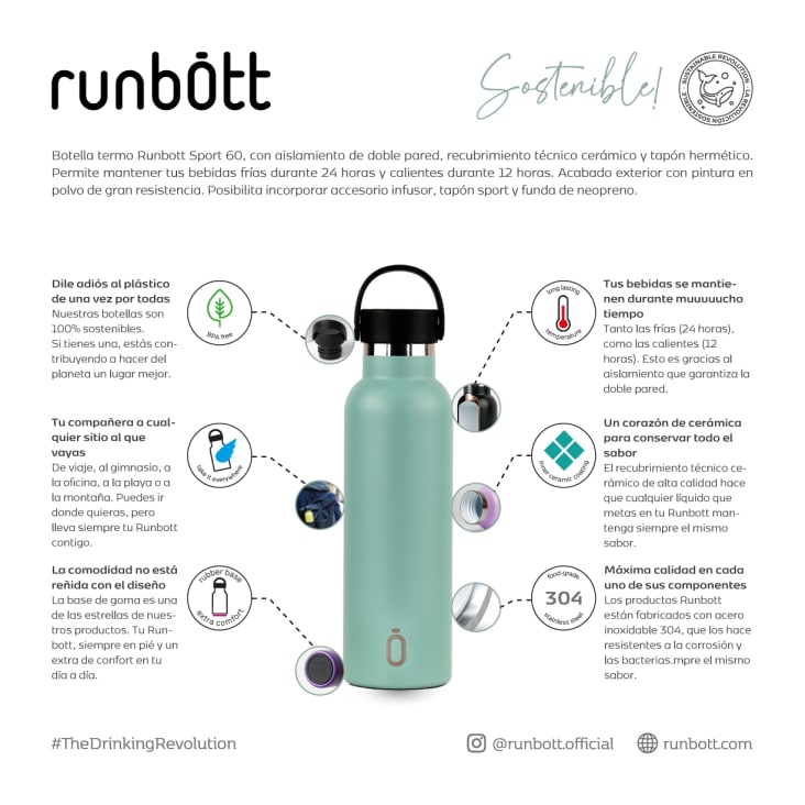 Runbott Sport botella termo Jardín Verde 600ml