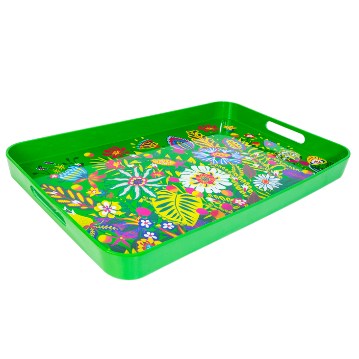Bandeja De Servir De Melamina 45x30 Cm – Diseño Exótico, Fácil De Limpiar Y Apilar, Para Cocina O Desayunos