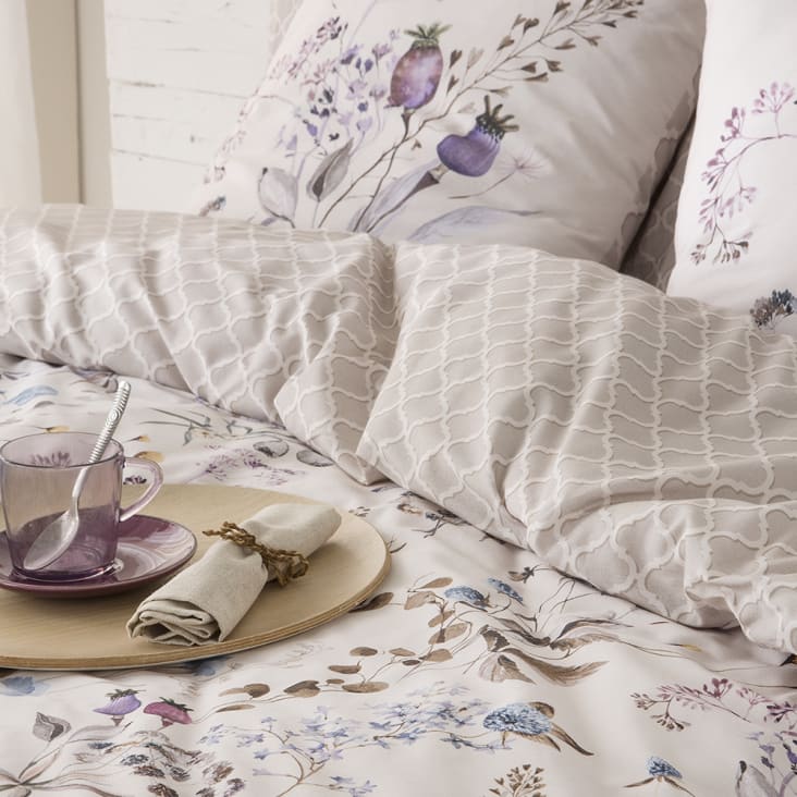 Funda nordica 100 saten algodon 200 hilos beige 180x260 cm cama 105 ARINA Maisons du Monde