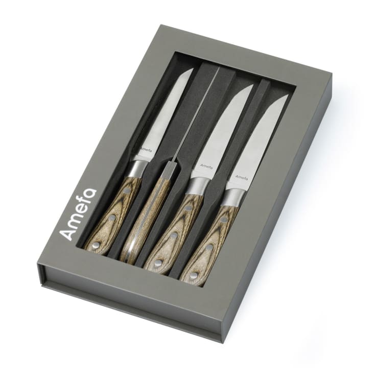 Lot De 4 Couteaux à Steak Couzon – Lame Acier 11.5cm, Manche Acacia – Neufs