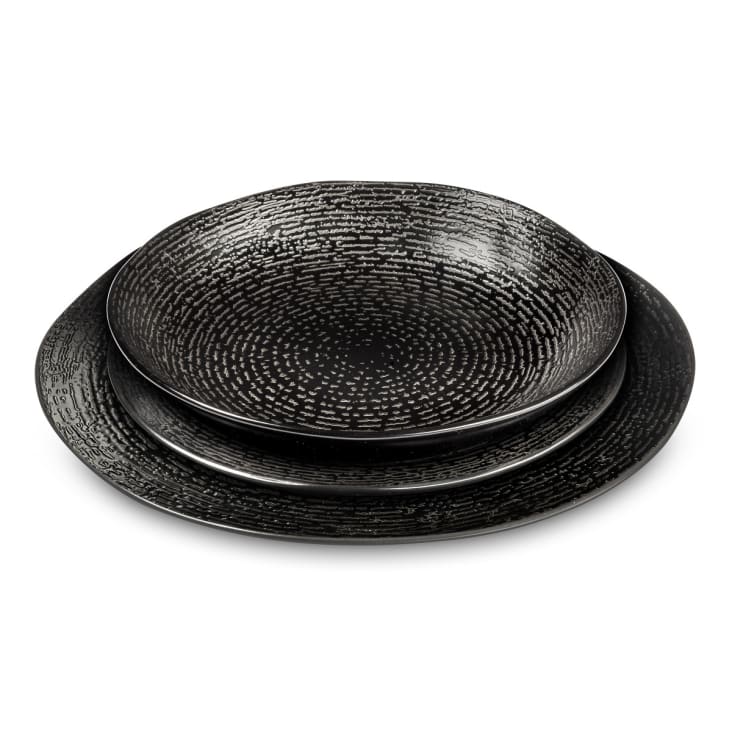 Set Stoviglie Ceramica 18 Pezzi Per 6 Persone - Blu, Lavabile In Lavastoviglie E Microonde