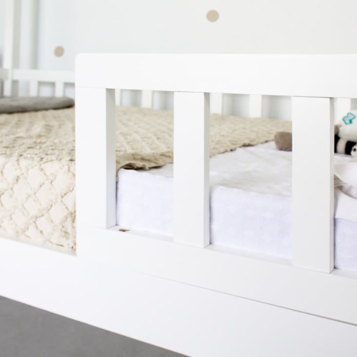 Cama casita con barandilla + cama de arrastre madera blanco 90x190cm Sawyer