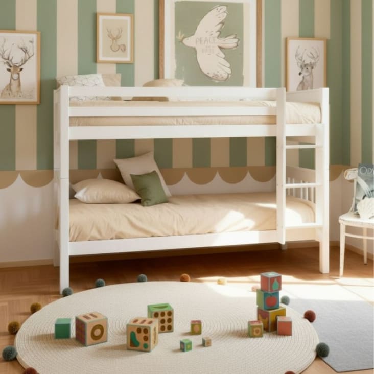 Lit superposé en bois blanc 146x202x102cm Aventura | Maisons du Monde