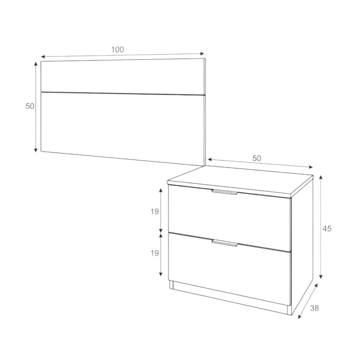 Comodino a due cassetti effetto legno rovere e bianco DFARRON