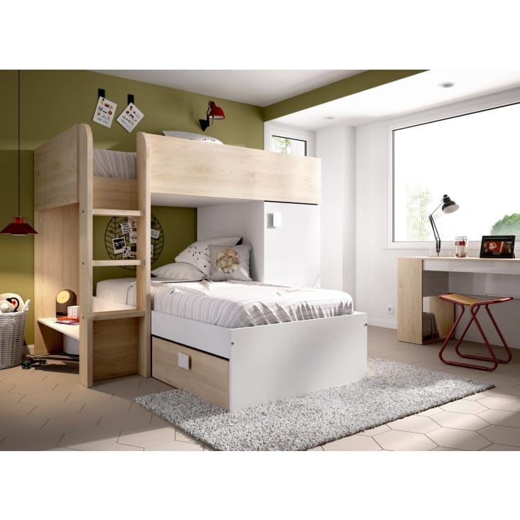 Letto effetto legno bianco e rovere 190x90 DGUERCI