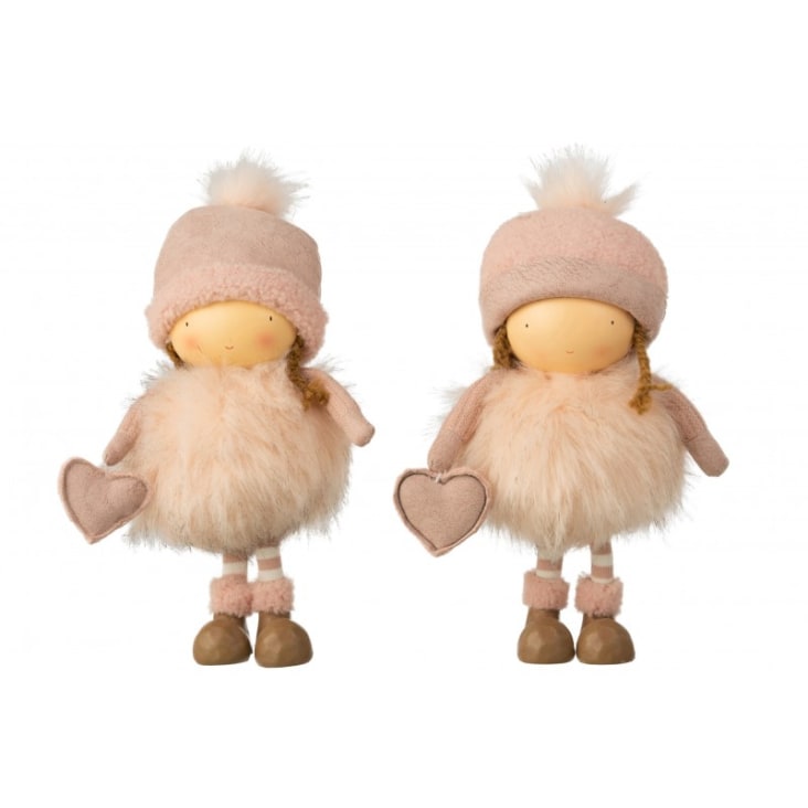 Lote de 2 niñas pequeñas de resina rosa 13x25x32 cm Maisons du Monde