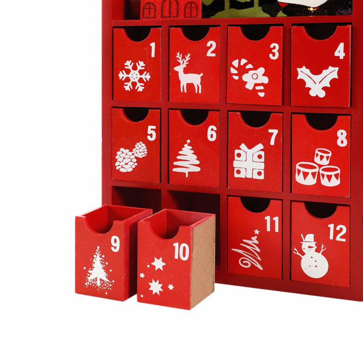 Calendario dell'Avvento forma libro rosso con 24 cassettini